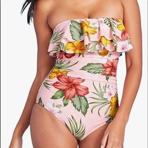 Kona Sol Women's Double Flounce Front High Coverage
One Piece Swimsuit